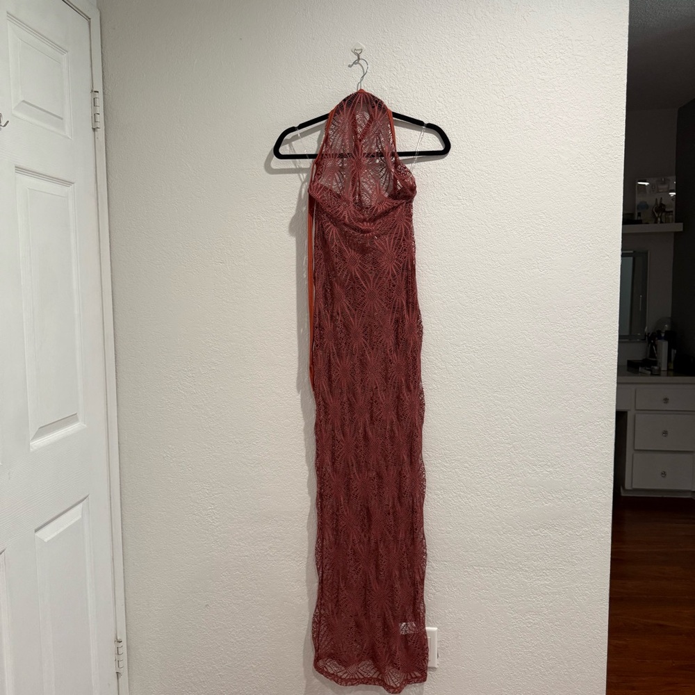 Elegant Red Halter Maxi Dress